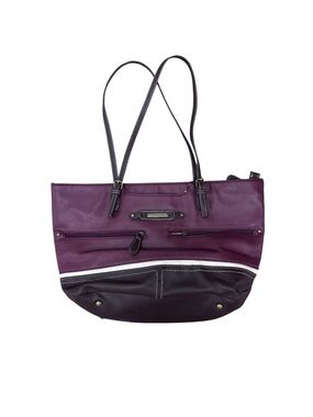 Shane and Co Two-Tone Plum and Dark Purple Tote Bag with Black Trim